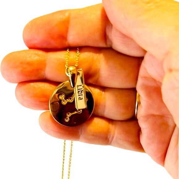 Astrology Gold Libra Pendant Necklace - Picture 3 of 5